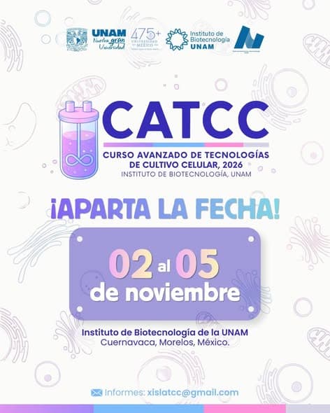 Cartel del curso CATCC 2026: 2 al 5 de noviembre, Instituto de Biotecnología de la UNAM.