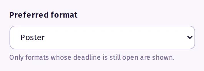 The «Preferred format» field of the new abstract form.